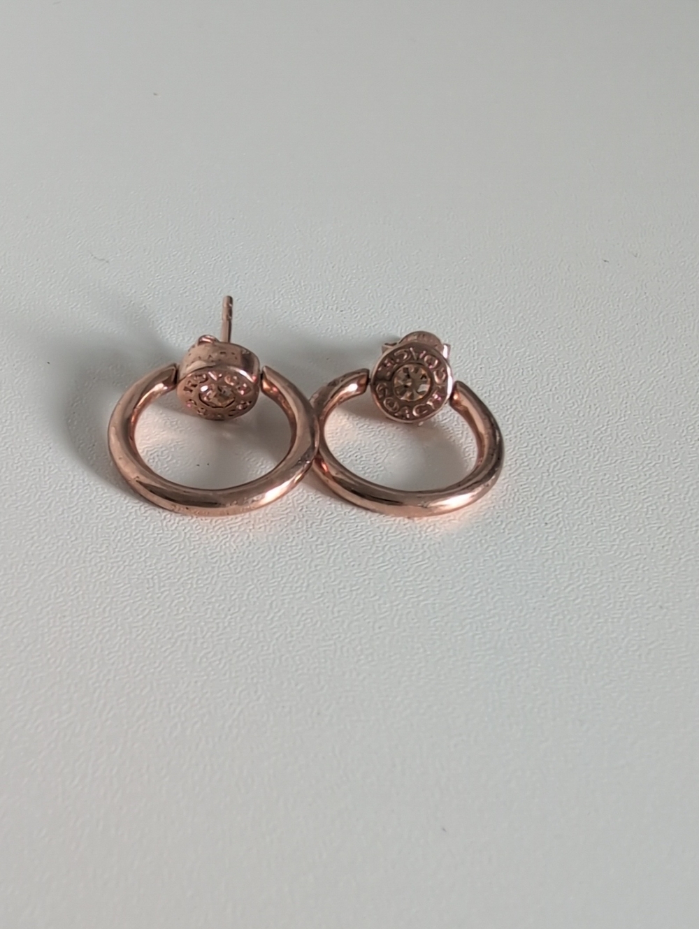 Rose Gold Hoop Drop Stud Earrings - Women Jewelry